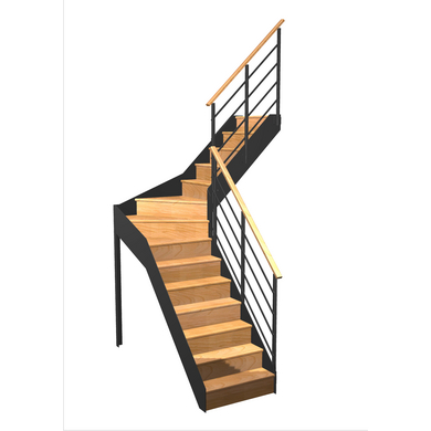 Escalier Esteban  bois-métal quart tournant intermédiaire