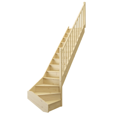 Escalier Uno bois quart tournant bas avec rampe