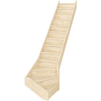 Escalier Uno bois quart tournant bas sans rampe