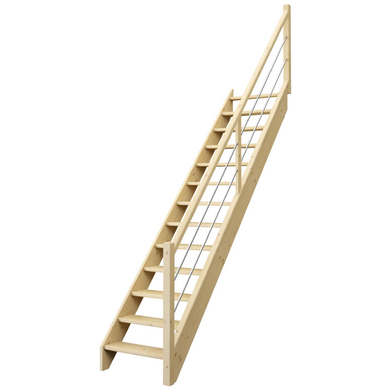 Escalier Ludo bois droit avec rampe