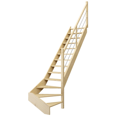 Escalier Ludo bois quart tournant bas avec rampe