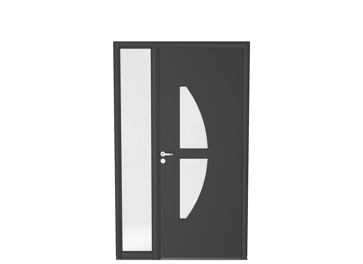 Porte d'entrée Moncelle Aluminium sur-mesure avec Fixe latéral - Portes