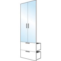 Kit de 2 portes miroirs avec 2 tiroirs H.203.5 cm pour Dressing Espace