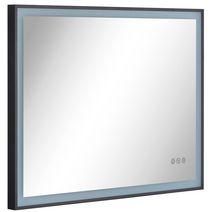 Miroir rectangulaire salle de bains cadre métal + noir bandes LED