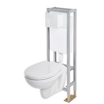 Bâti wc Set In sol sortie verticale + plaque blanche H.110