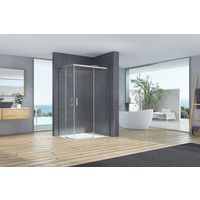 Porte de douche coulissante MARILOU accès d'angle carré profilé aluminium