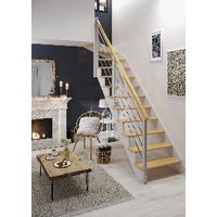 Escalier Ouessant double quart tournant haut & bas rampe Régate tubes acier | Lapeyre
