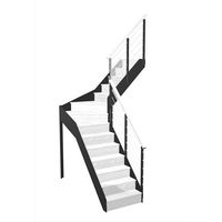 Escalier Esteban bois-métal quart tournant intermédiaire avec rampe Epure tubes | Lapeyre