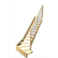 Escalier Ouessant quart tournant bas avec marche débordante rampe Régate tubes inox | Lapeyre