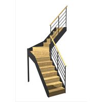 Escalier Esteban quart tournant intermédiaire rampe Fera main bois | Lapeyre