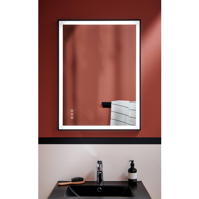 Miroir avec cadre métal noir bande LED - Salle de bains - Lapeyre