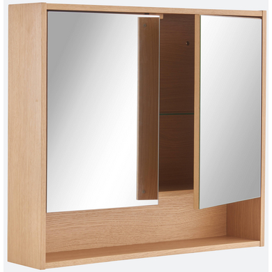 Armoire de toilette chêne naturel avec miroir FLORA / FLAVIO