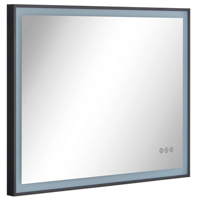 Miroir rectangulaire salle de bains cadre métal + noir bandes LED