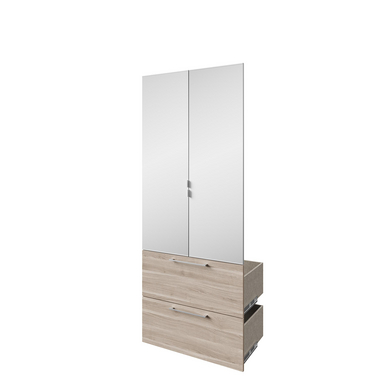 Kit de 2 portes miroirs avec 2 tiroirs H.203.5 cm pour Dressing Espace - Rangements - Lapeyre