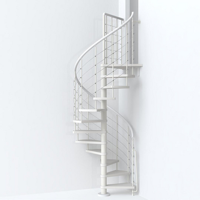 Escalier Symphonie+ avec rampes tubes blanchi - Escaliers