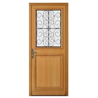 Porte d'entrée** Bois exotique ANNE-SOPHIE +barillet 30x40 - H.215 x l.90 gauche