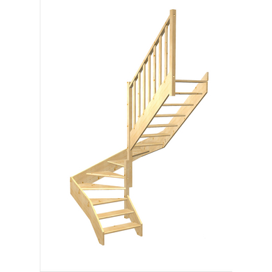 Escalier Aria double quart tournant intermédiaire sans rampe