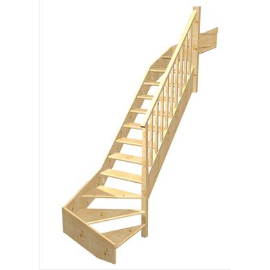 Escalier Aria double quart tournant haut & bas rampe Idéal