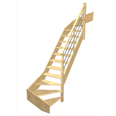 Escalier Aria double quart tournant haut & bas rampe Régate tubes acier