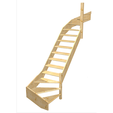 Escalier Aria double quart tournant haut & bas sans rampe