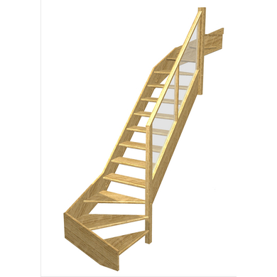 Escalier Aria double quart tournant haut & bas rampe Emerence