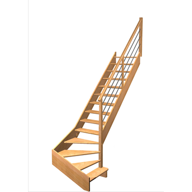 Escalier Aria quart tournant bas marche débordante rampe Régate tubes acier