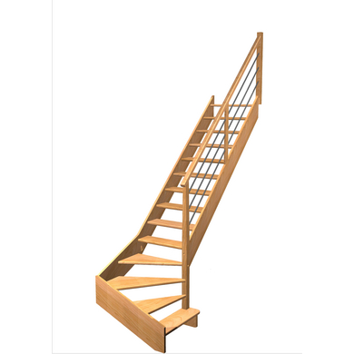 Escalier Aria quart tournant bas marche débordante rampe Régate tubes inox