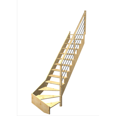Escalier Ouessant quart tournant bas rampe Régate tubes inox