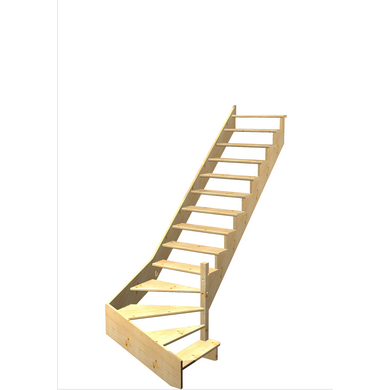 Escalier Ouessant quart tournant bas avec marche débordante sans rampe