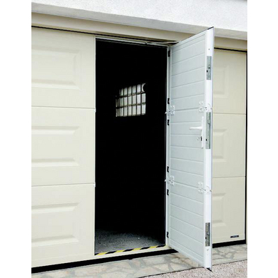 Porte de garage Antonin sectionnelle avec portillon motorisée SOMFY - Extérieur