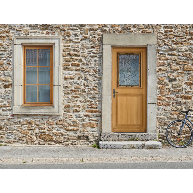 Porte d'entrée ANNE-SOPHIE Chêne avec châssis ouvrant sur mesure-Lapeyre