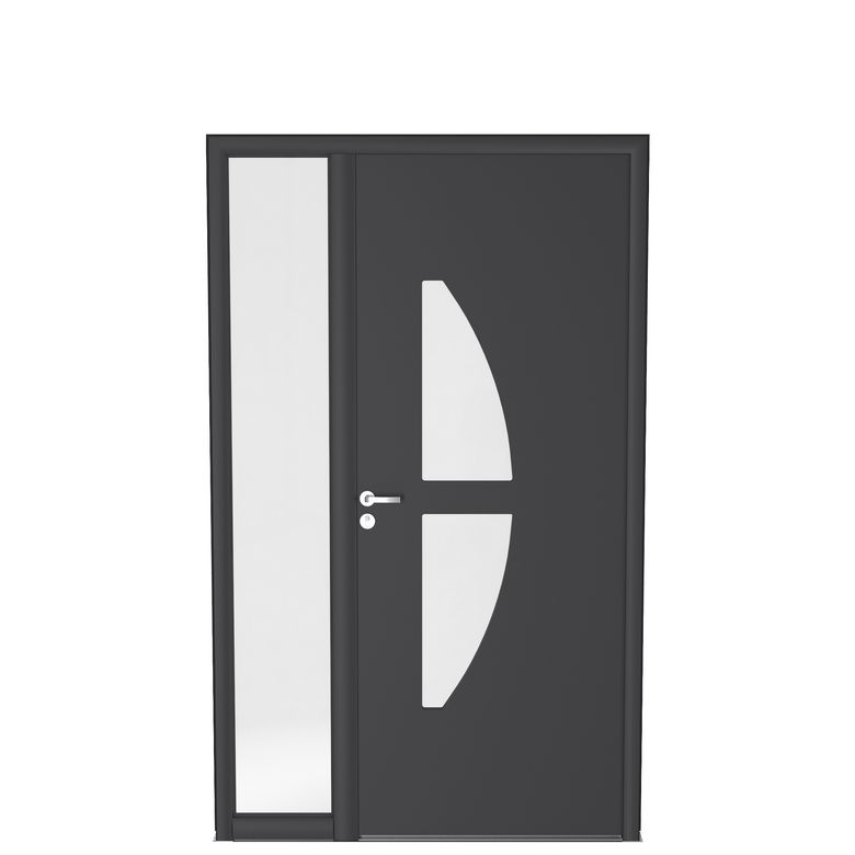 Porte d'entrée Moncelle Aluminium sur-mesure avec Fixe latéral - Portes