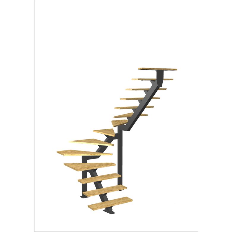 Escalier Elliot double quart tournant intermédiaire sans rampe | Lapeyre