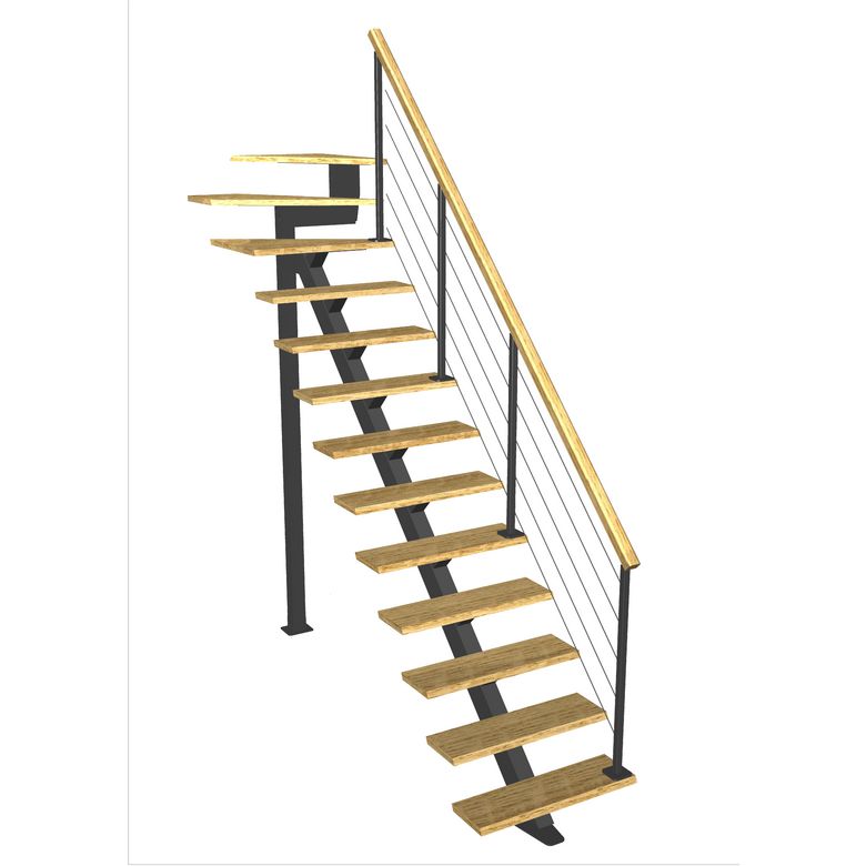 Escalier Elliot quart tournant haut rampe Cubik câbles | Lapeyre