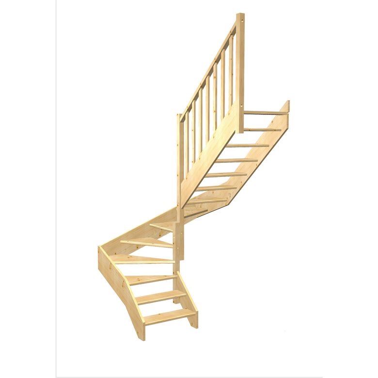 Escalier Aria double quart tournant intermédiaire sans rampe | Lapeyre
