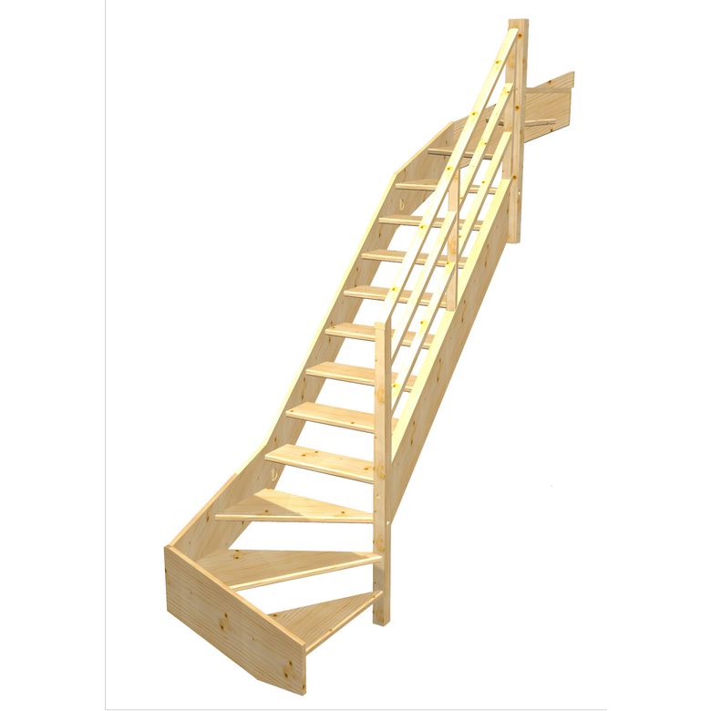 Escalier Aria double quart tournant haut & bas rampe Eden | Lapeyre