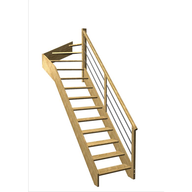 Escalier Aria quart tournant haut rampe Régate tubes inox | Lapeyre
