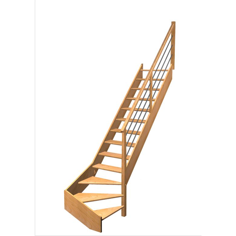Escalier Aria quart tournant bas rampe Régate tubes inox | Lapeyre