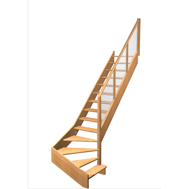 Escalier Aria quart tournant bas marche débordante rampe Emerence | Lapeyre
