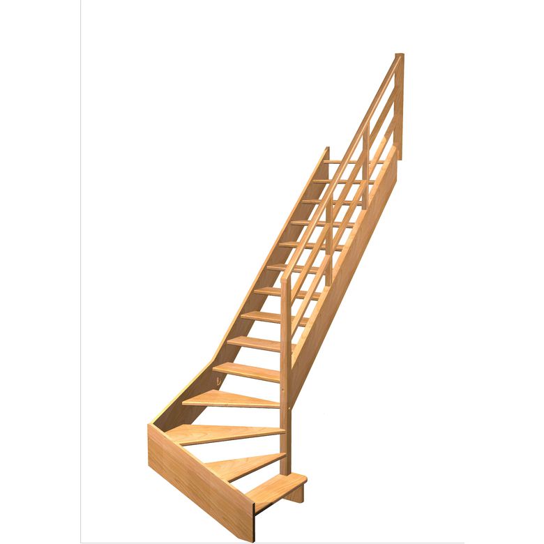 Escalier Aria quart tournant bas marche débordante rampe Eden | Lapeyre