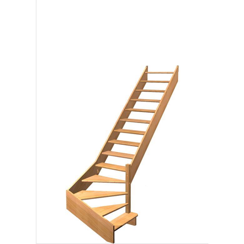 Escalier Aria quart tournant bas marche débordante sans rampe | Lapeyre