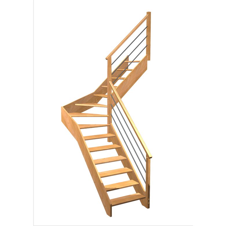 Escalier Aria quart tournant intermédiaire rampe Régate tubes inox | Lapeyre