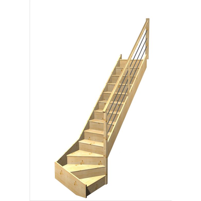 Escalier Faubourg quart tournant bas rampe Régate tubes inox | Lapeyre