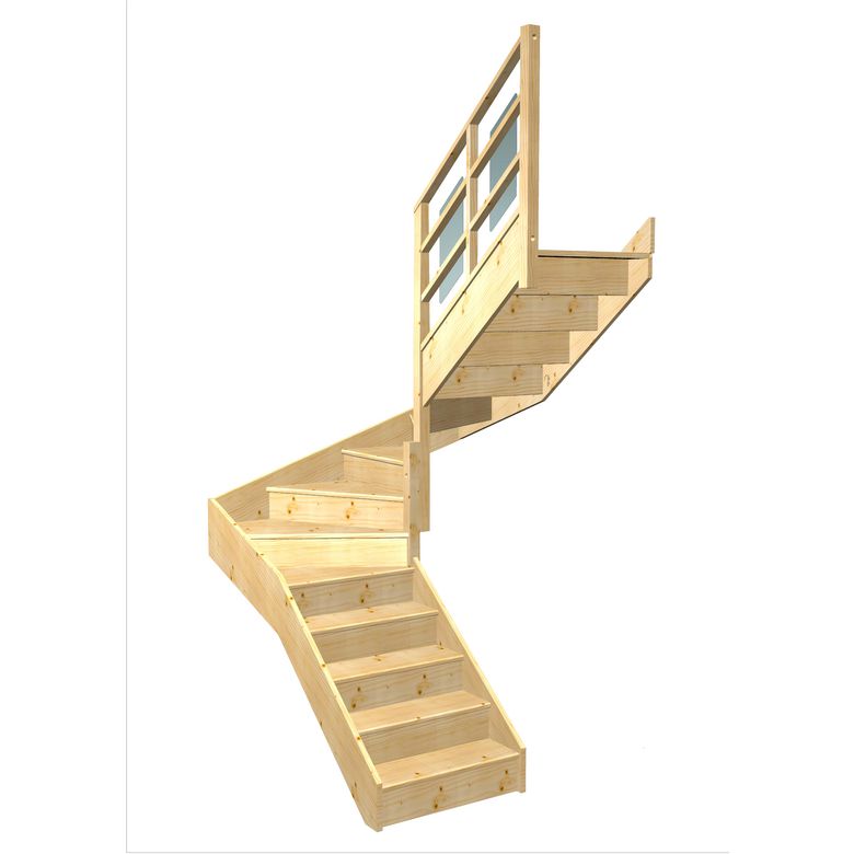 Escalier Faubourg double quart tournant intermédiaire rampe Eden | Lapeyre