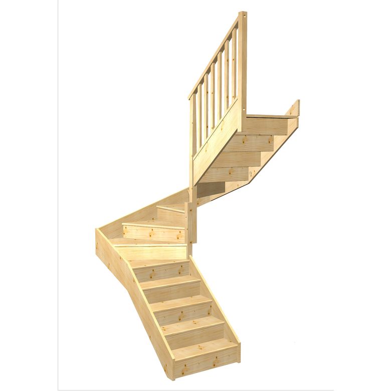Escalier Faubourg double quart tournant intermédiaire rampe Idéal | Lapeyre