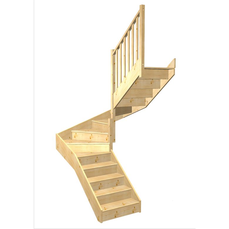 Escalier Faubourg double quart tournant intermédiaire sans rampe | Lapeyre