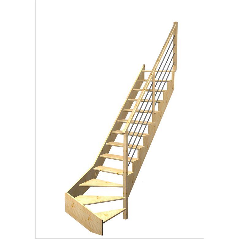 Escalier Ouessant quart tournant bas rampe Régate tubes acier | Lapeyre