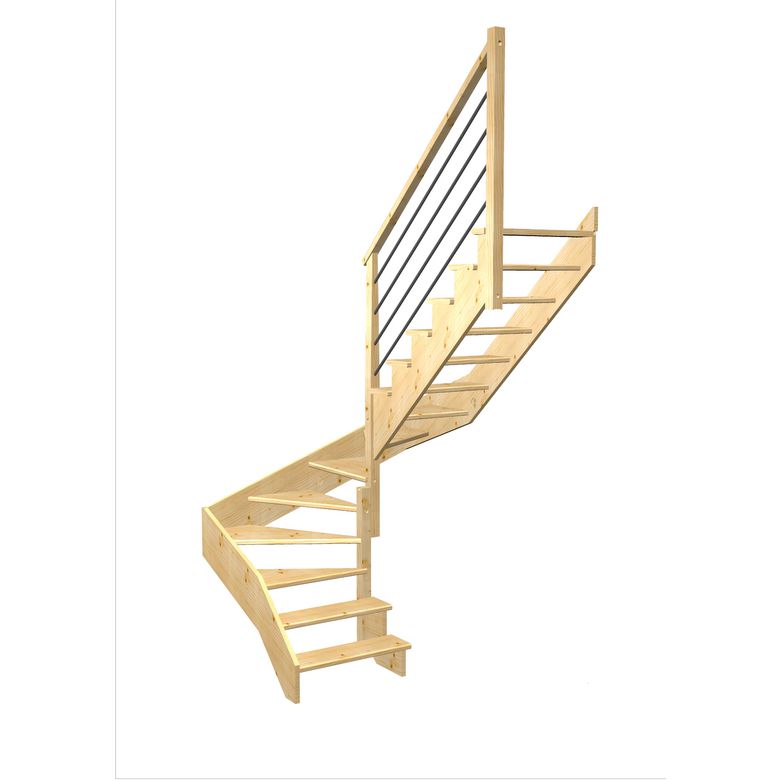 Escalier Ouessant double quart tournant intermédiaire rampe Régate tubes inox | Lapeyre