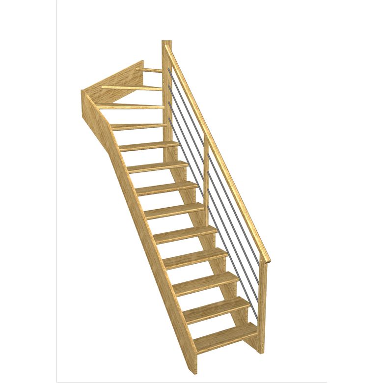 Escalier Ouessant quart tournant haut rampe Régate tubes inox | Lapeyre