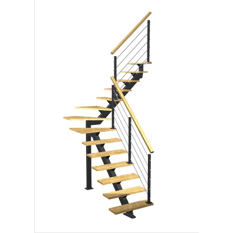 Escalier Elliot quart tournant intermédiaire rampe Epure tubes | Lapeyre